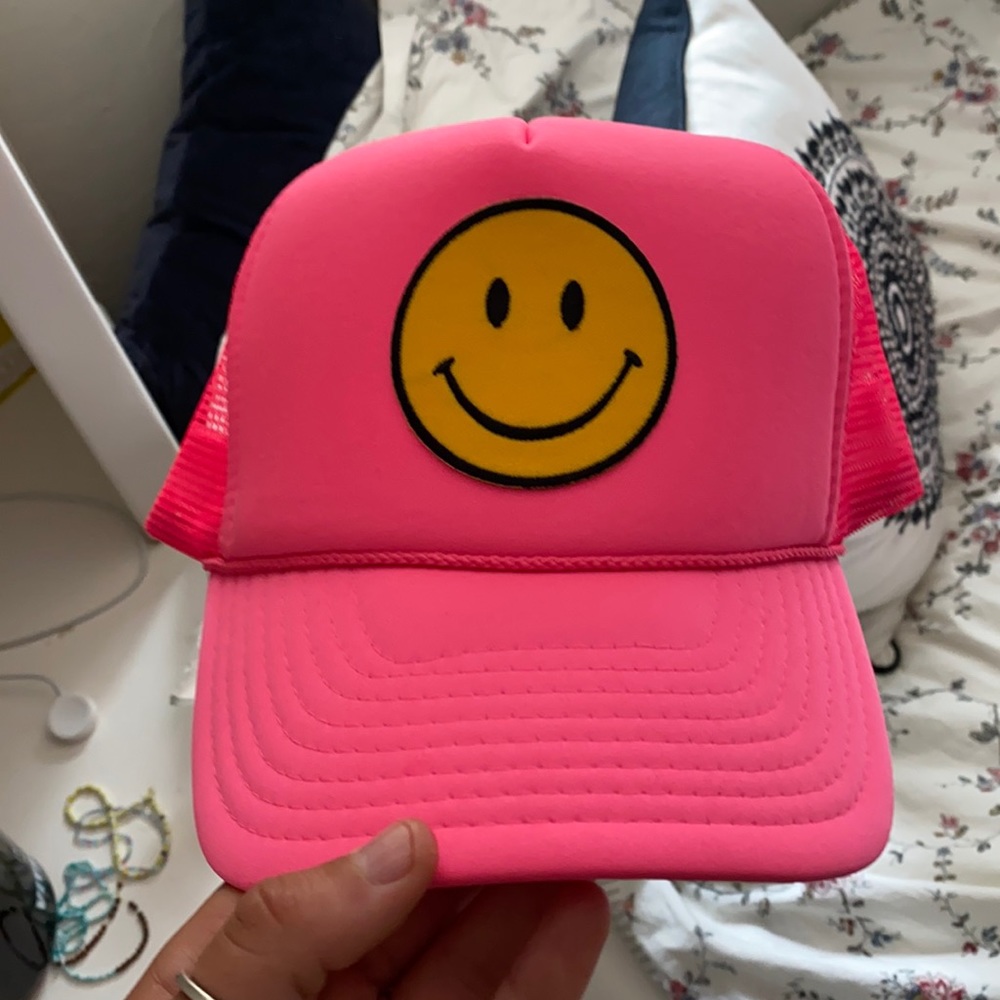smiley face trucker hat